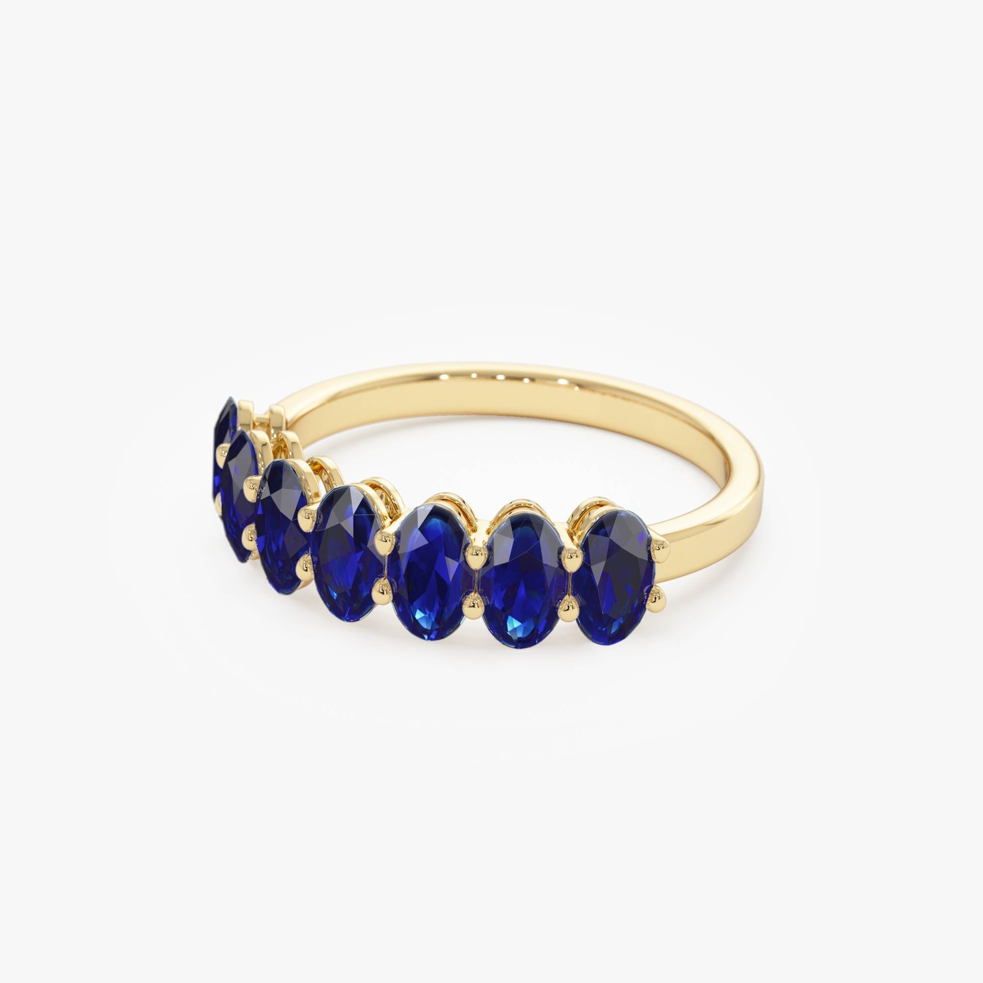 14k Oval Shaped Basket Setting Sapphire Ring - GeumJewels
