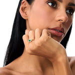 14k Oval Shaped Emerald with Bezel Hale Setting Ring - GeumJewels