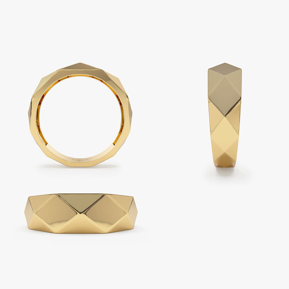 14k Pattern Bold Statement Ring - GeumJewels