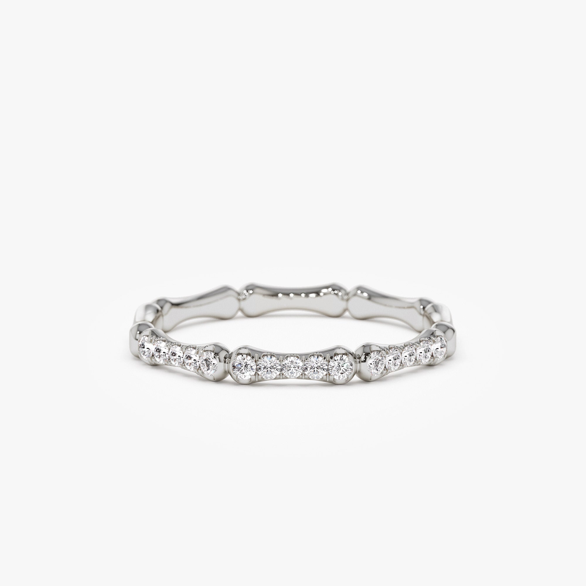 14k Pave Diamond Bamboo Ring - GeumJewels