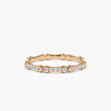 14k Pave Diamond Bamboo Ring - GeumJewels