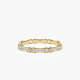 14k Pave Diamond Bamboo Ring - GeumJewels