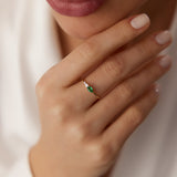 14k Pear Shape Emerald and Diamond Ring - GeumJewels
