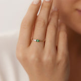 14k Pear Shape Emerald and Diamond Ring - GeumJewels