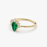 14k Pear Shape Emerald Engagement Ring - GeumJewels