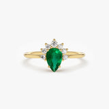 14k Pear Shape Emerald Engagement Ring - GeumJewels