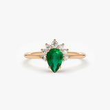 14k Pear Shape Emerald Engagement Ring - GeumJewels