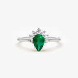 14k Pear Shape Emerald Engagement Ring - GeumJewels