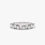 14k Pear Shape Half Eternity Diamond Band - GeumJewels