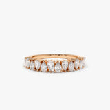 14k Pear Shape Half Eternity Diamond Band - GeumJewels