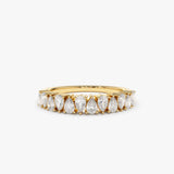14k Pear Shape Half Eternity Diamond Band - GeumJewels