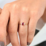 14K Pear Shape Ruby Ring with Diamonds - GeumJewels