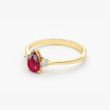 14K Pear Shape Ruby Ring with Diamonds - GeumJewels