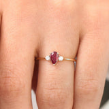 14K Pear Shape Ruby Ring with Diamonds - GeumJewels