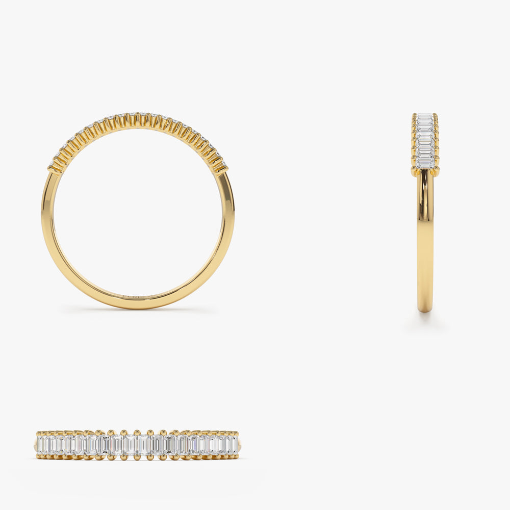 14k Petite Baguette Diamond Wedding Band - GeumJewels