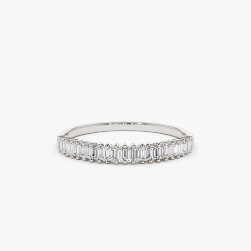 14k Petite Baguette Diamond Wedding Band - GeumJewels