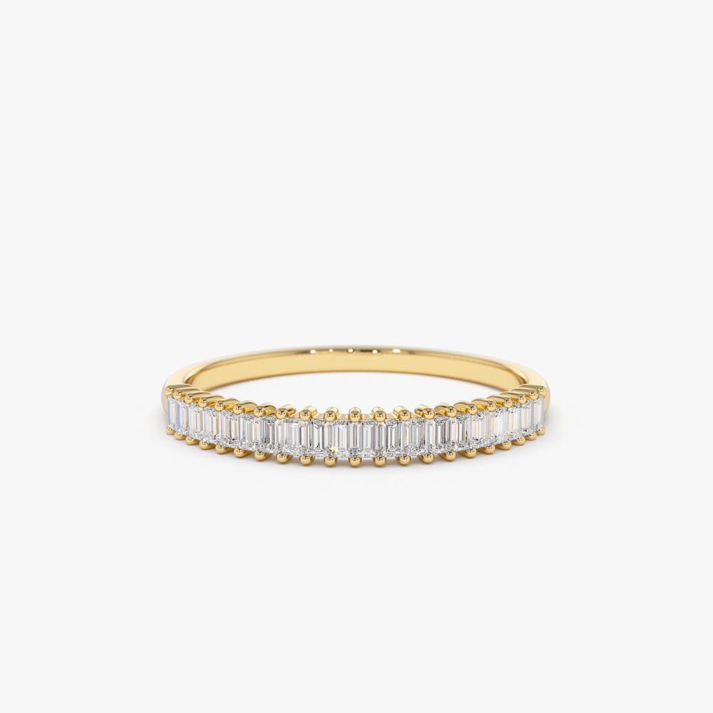14k Petite Baguette Diamond Wedding Band - GeumJewels