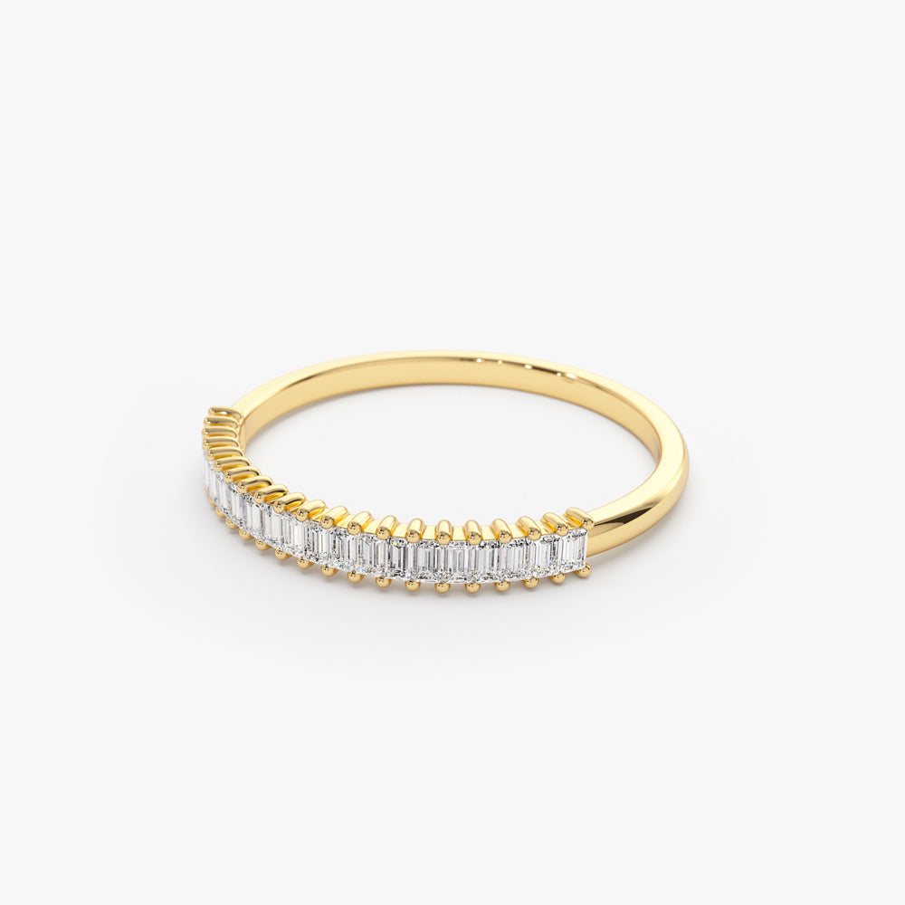 14k Petite Baguette Diamond Wedding Band - GeumJewels