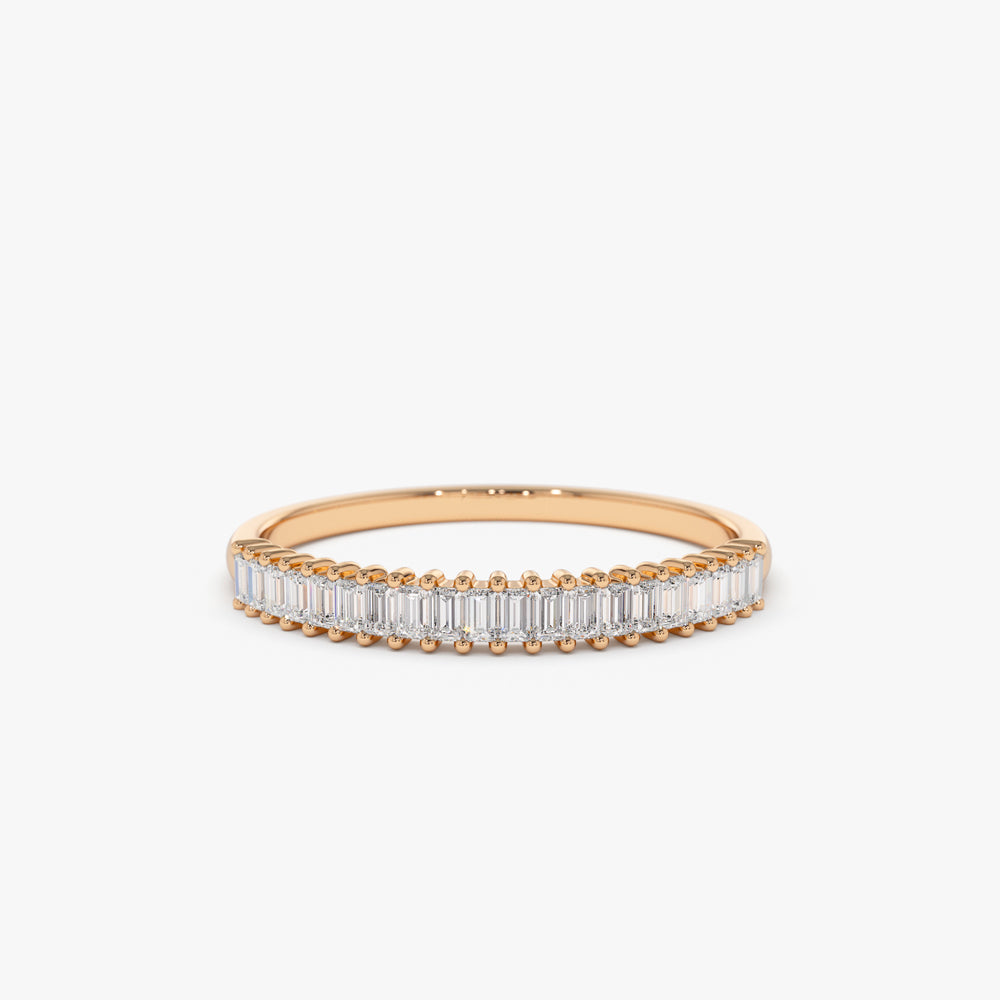 14k Petite Baguette Diamond Wedding Band - GeumJewels