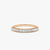 14k Petite Baguette Diamond Wedding Band - GeumJewels
