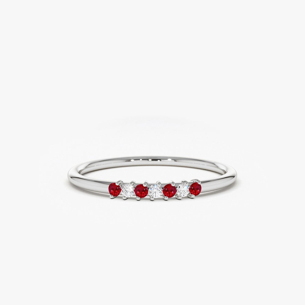 14k Petite Ruby and Diamond Ring - GeumJewels