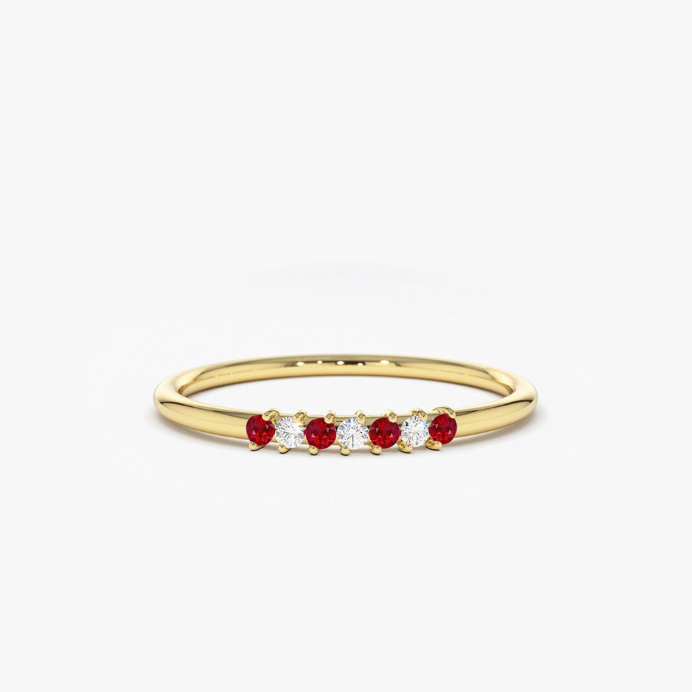 14k Petite Ruby and Diamond Ring - GeumJewels