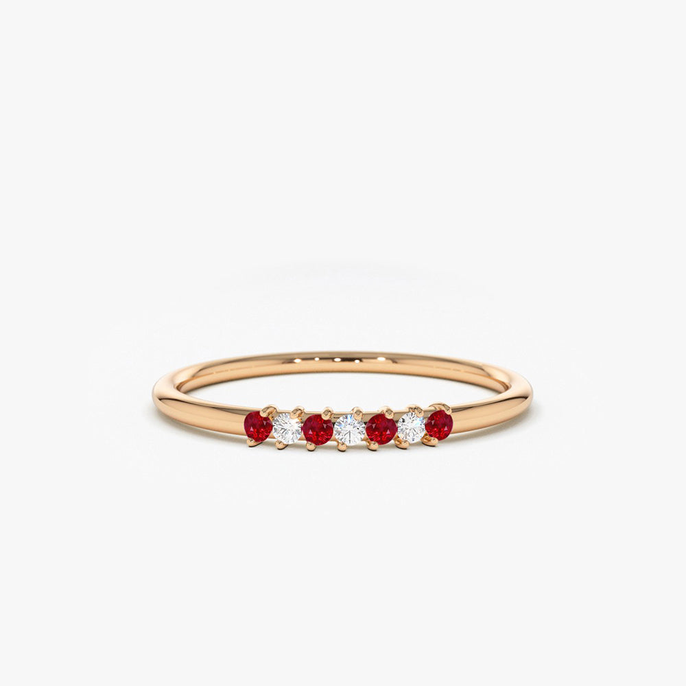 14k Petite Ruby and Diamond Ring - GeumJewels