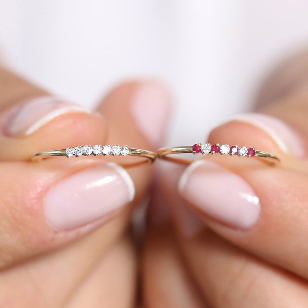 14k Petite Ruby and Diamond Ring - GeumJewels