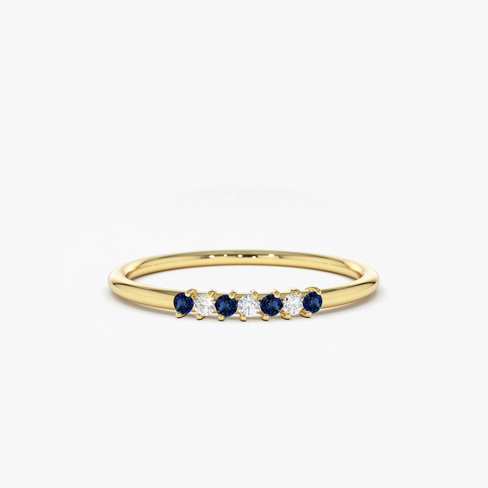 14k Petite Sapphire and Diamond Ring - GeumJewels