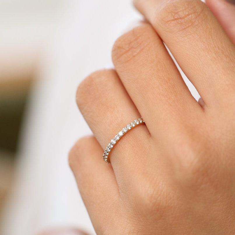 14k Prong Setting Diamond Eternity Ring - GeumJewels