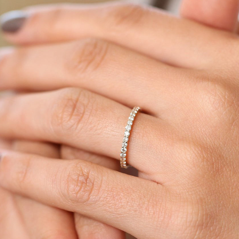 14k Prong Setting Diamond Eternity Ring - GeumJewels