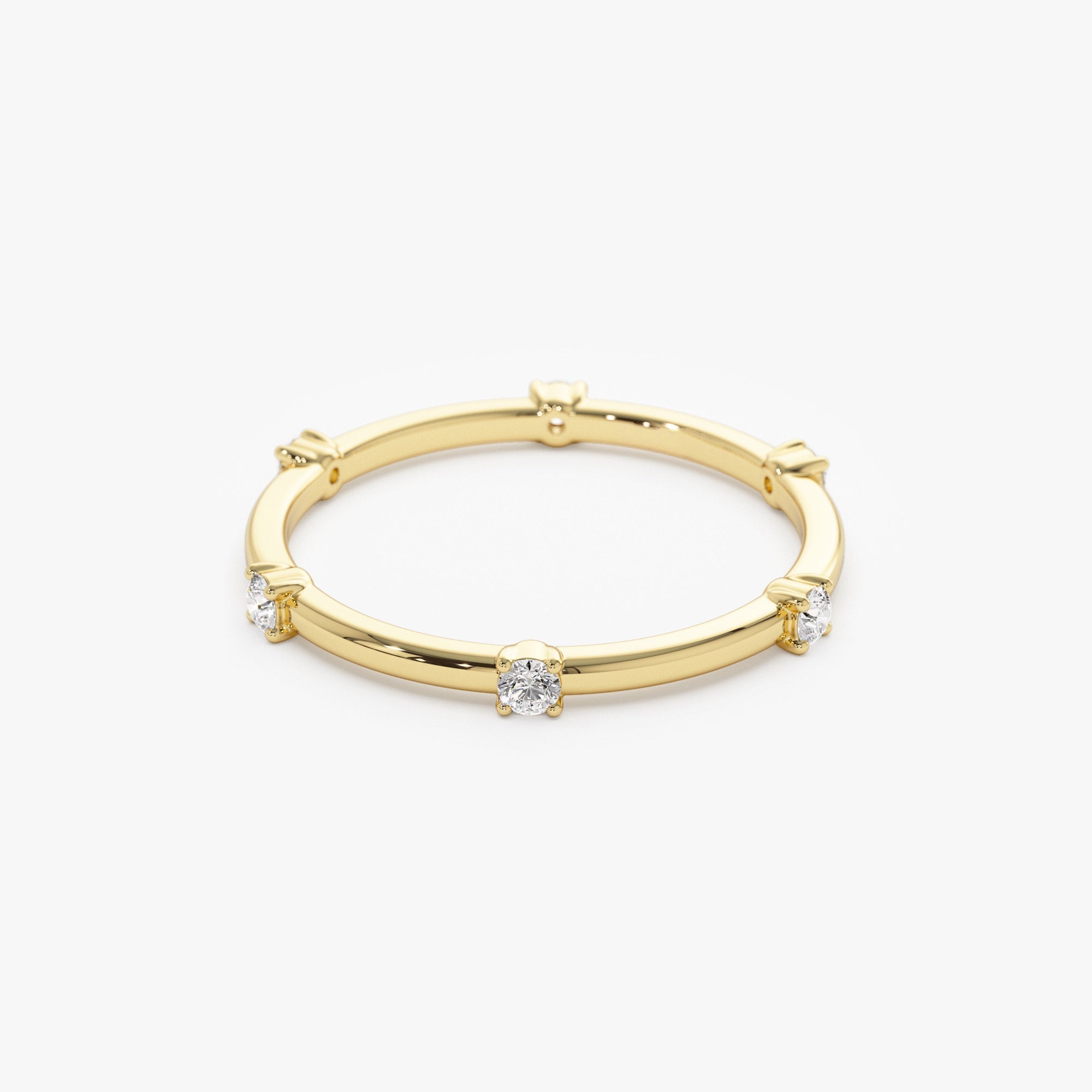 14k Prong Setting  Full Eternity Dainty Stacking Ring - GeumJewels