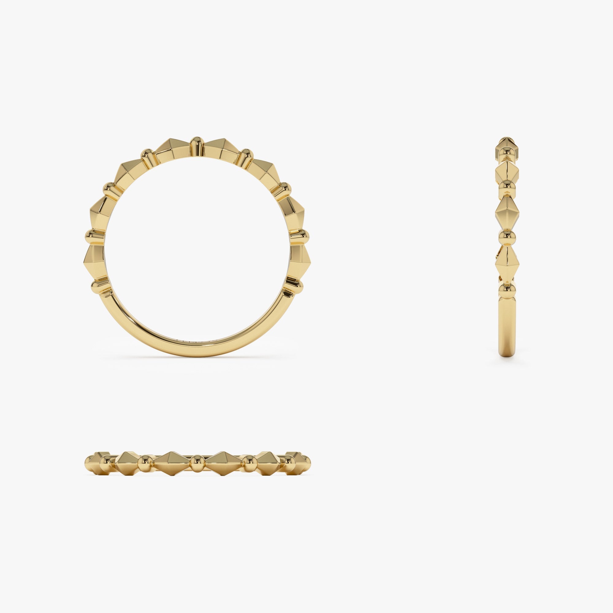 14K Pyramid and Bead Stacking Band - GeumJewels