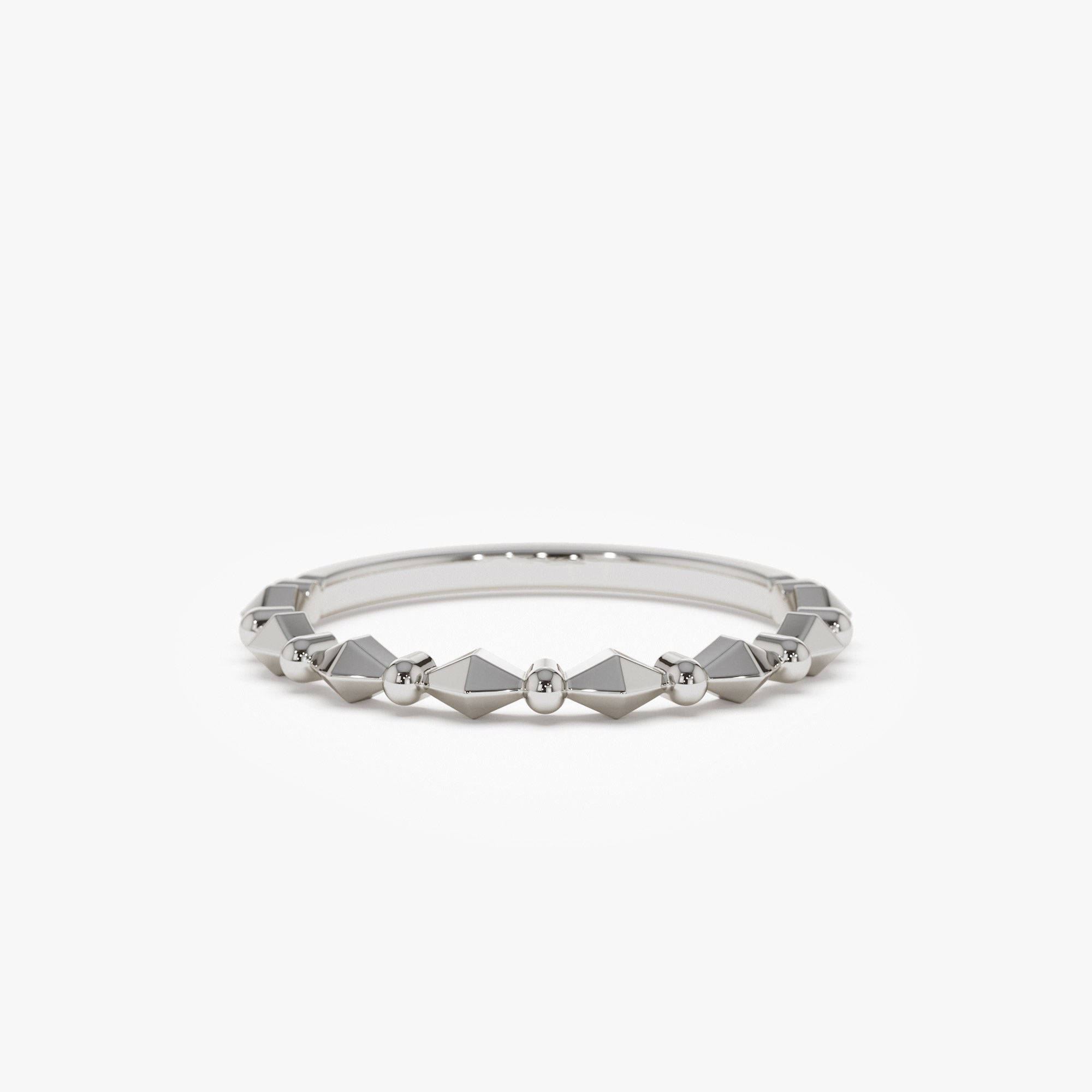14K Pyramid and Bead Stacking Band - GeumJewels