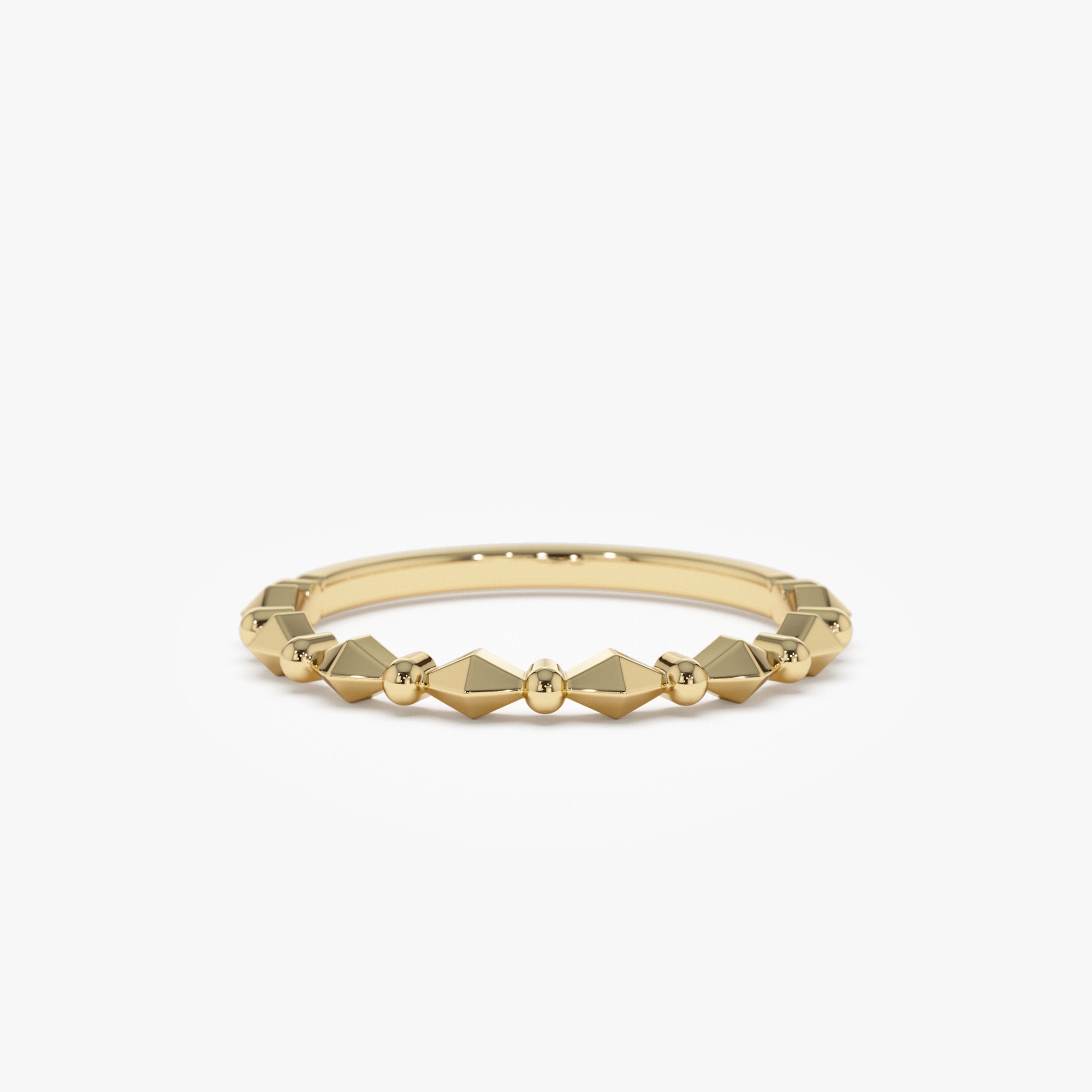 14K Pyramid and Bead Stacking Band - GeumJewels
