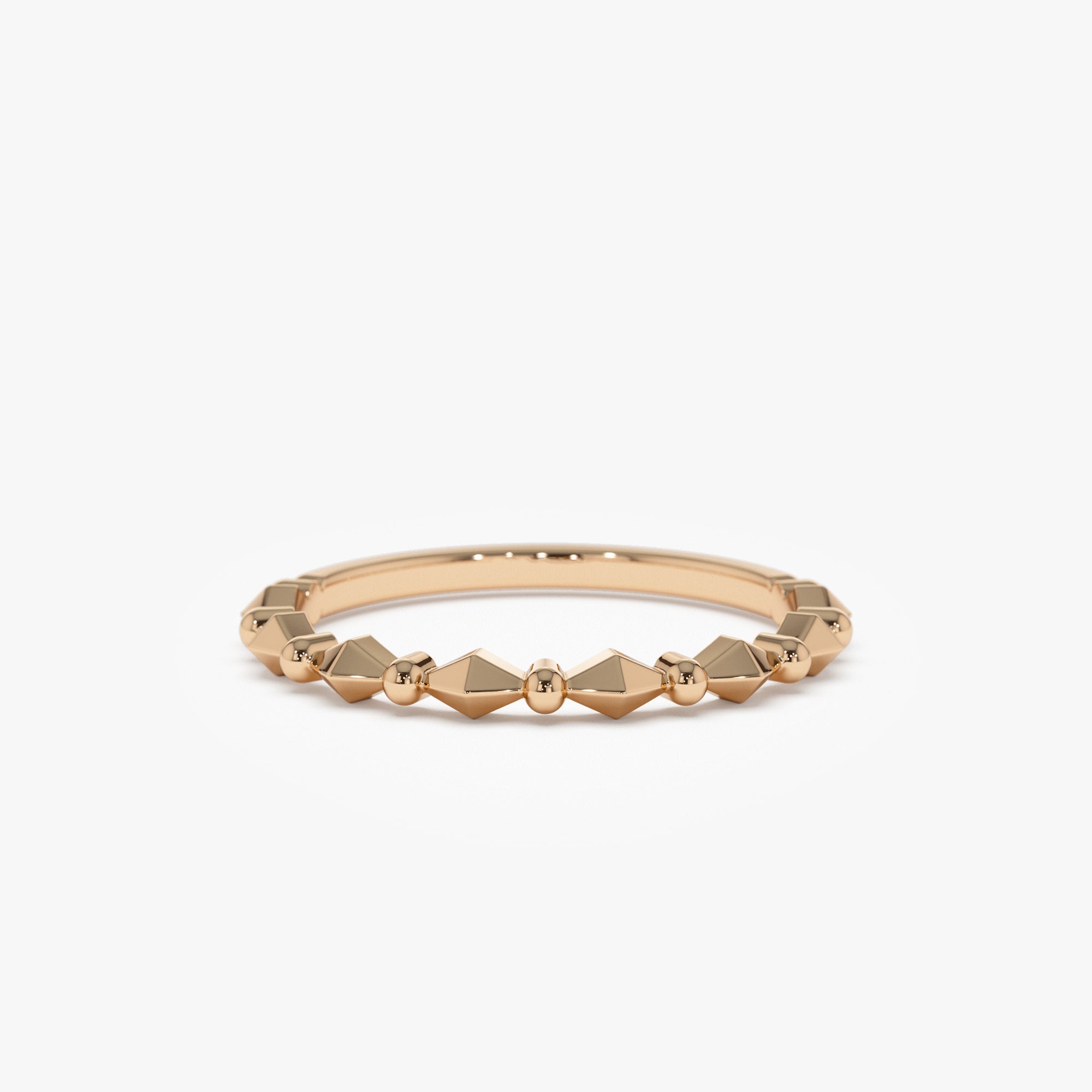 14K Pyramid and Bead Stacking Band - GeumJewels