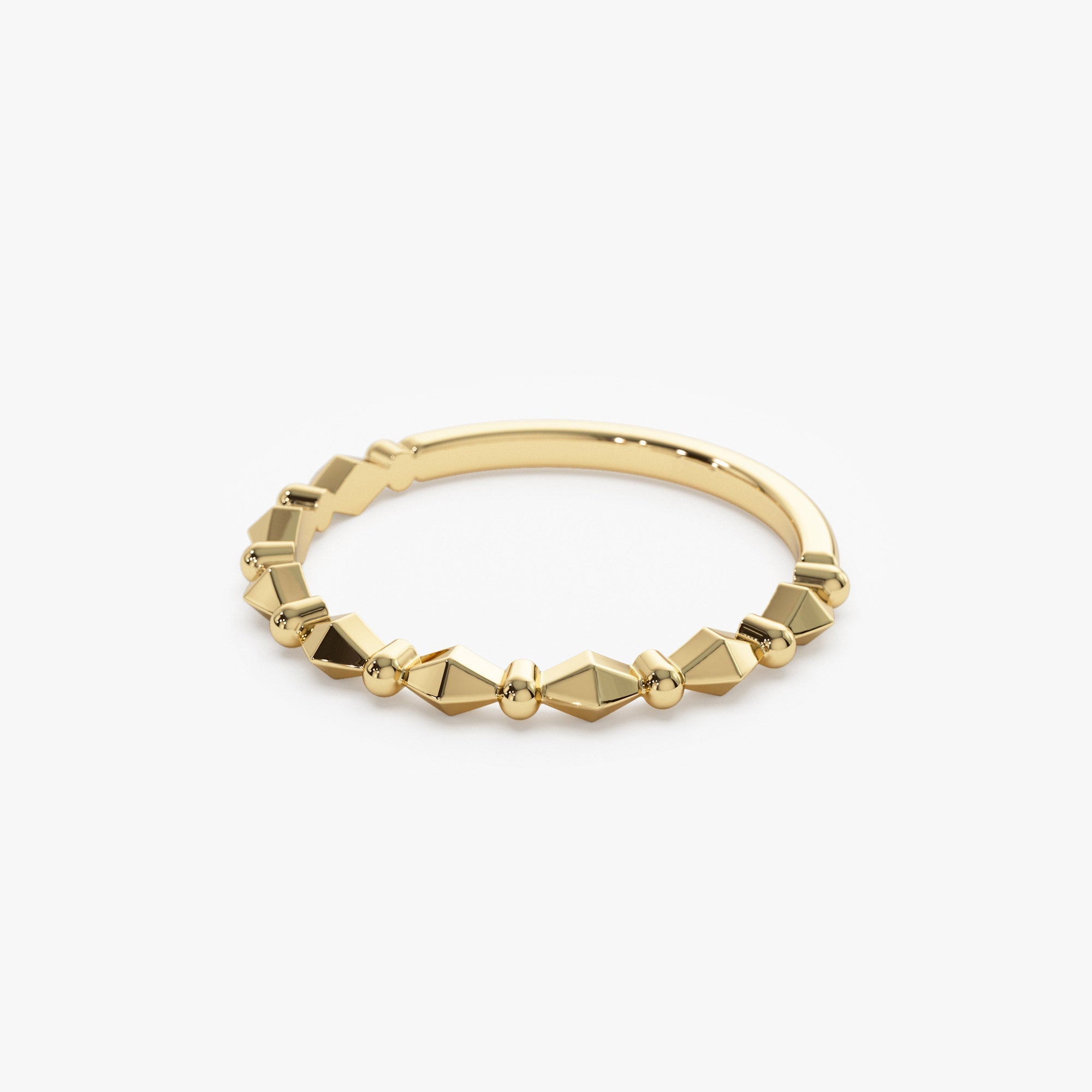 14K Pyramid and Bead Stacking Band - GeumJewels