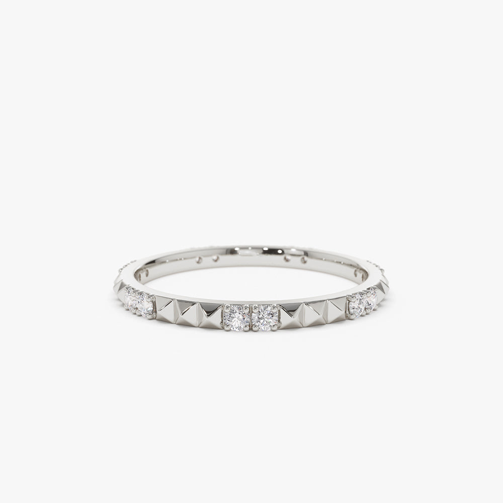 14K Pyramid Diamond Eternity Ring - GeumJewels