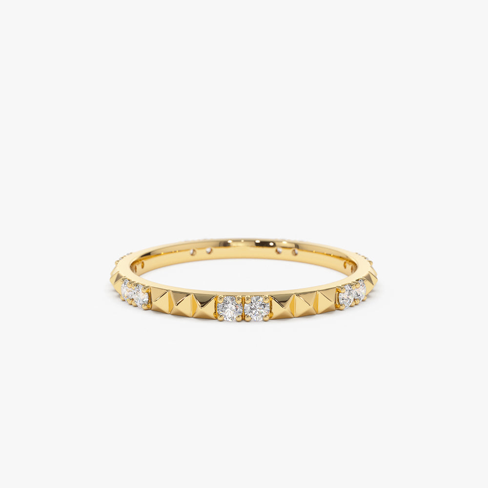 14K Pyramid Diamond Eternity Ring - GeumJewels