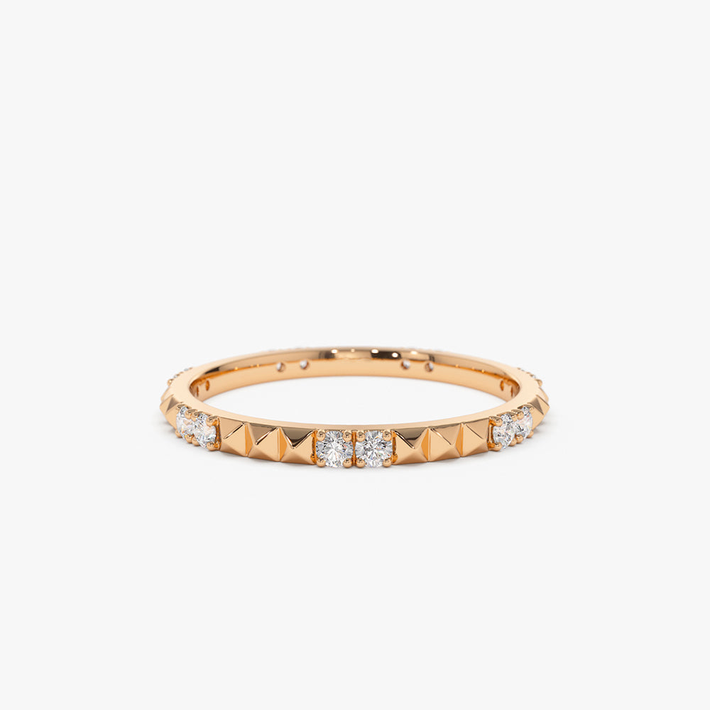 14K Pyramid Diamond Eternity Ring - GeumJewels