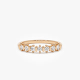 14K Round Cut 0.20 ctw Seven Stone Wedding Ring - GeumJewels