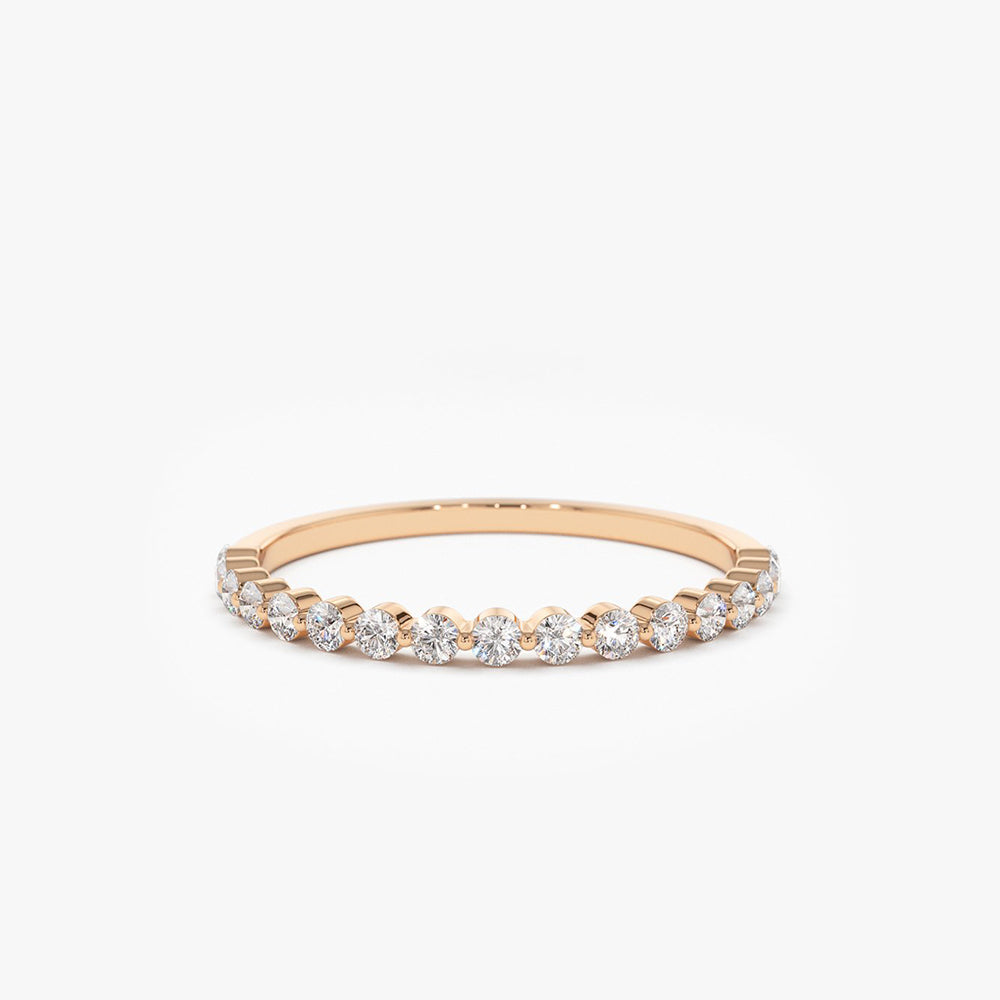 14K Round Diamond Shared Prong Wedding Ring - GeumJewels