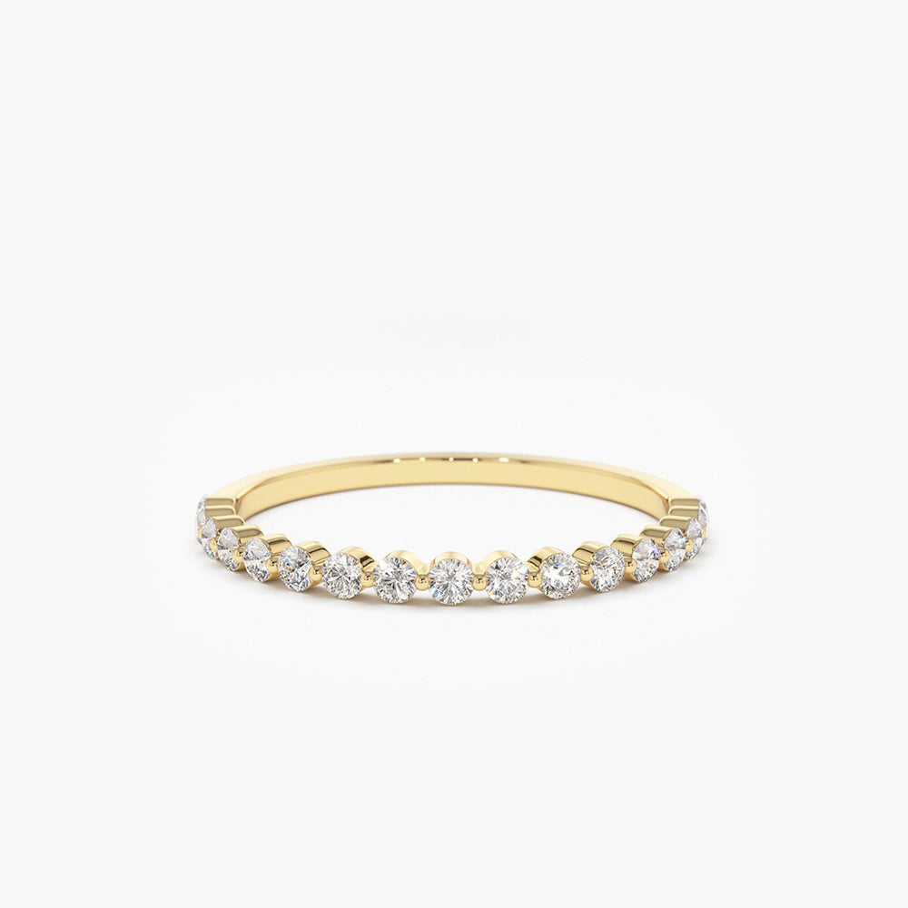 14K Round Diamond Shared Prong Wedding Ring - GeumJewels