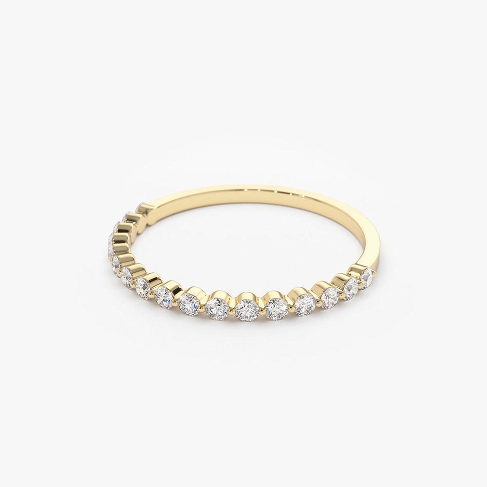 14K Round Diamond Shared Prong Wedding Ring - GeumJewels
