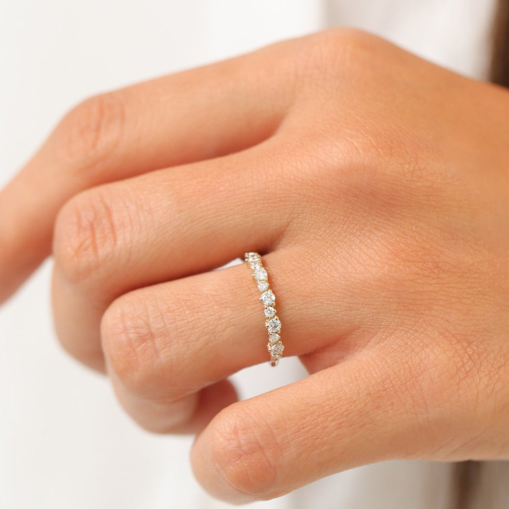 14k Round Diamond Unique Wedding Ring - GeumJewels