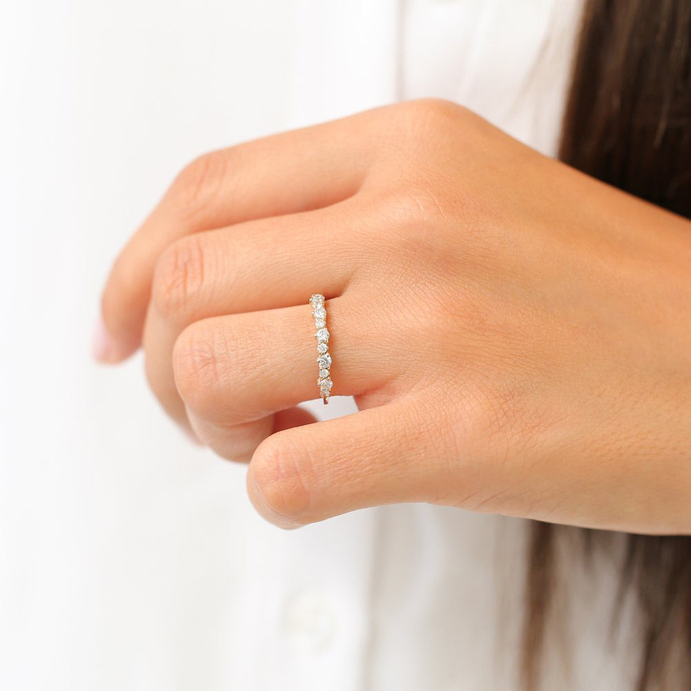 14k Round Diamond Unique Wedding Ring - GeumJewels