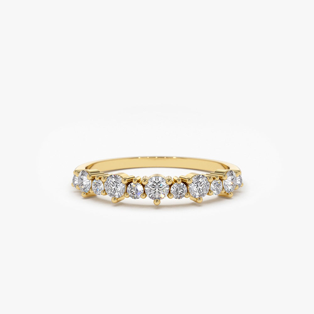 14k Round Diamond Unique Wedding Ring - GeumJewels