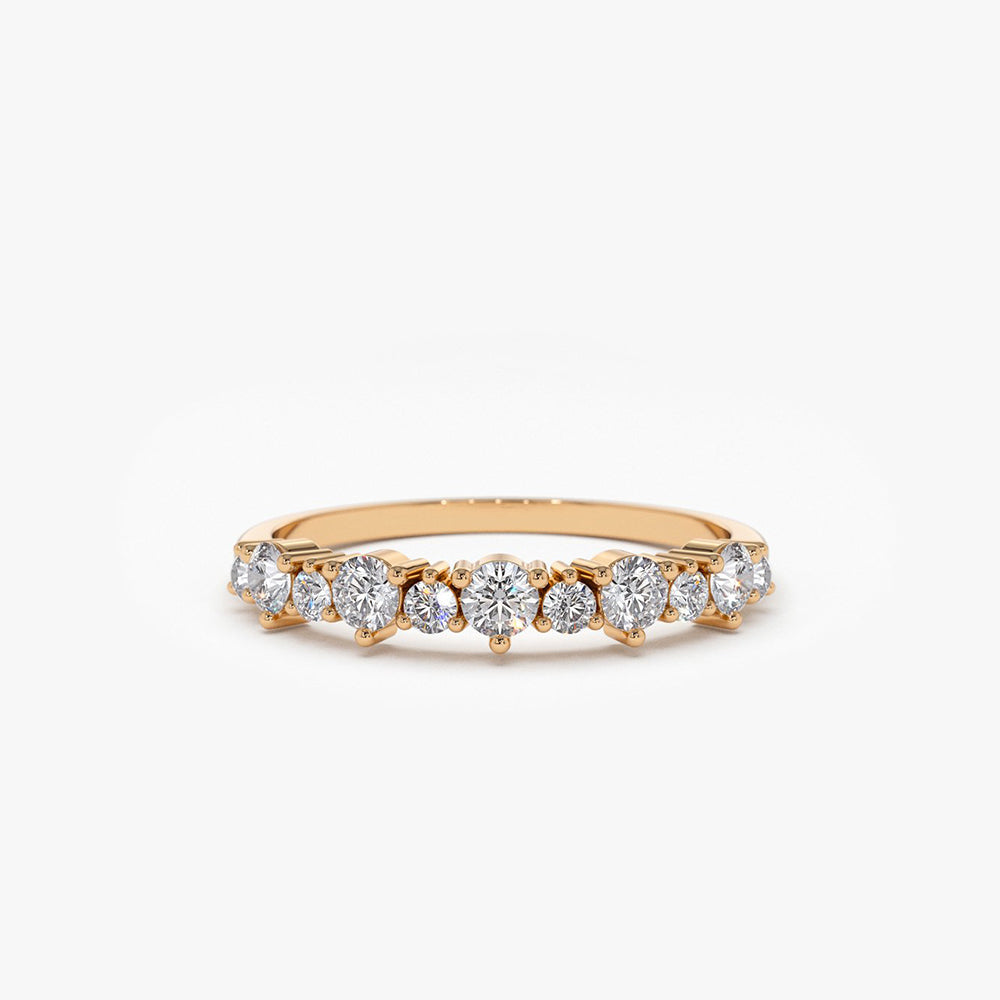 14k Round Diamond Unique Wedding Ring - GeumJewels