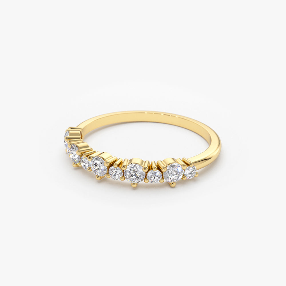 14k Round Diamond Unique Wedding Ring - GeumJewels