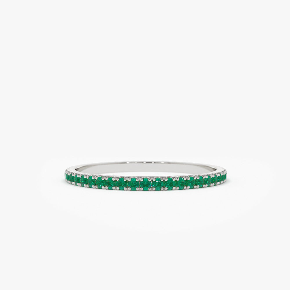 14k Round Emerald Eternity Band - GeumJewels